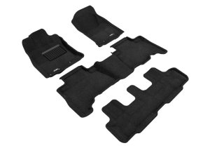 Toyota 4Runner Floor Mats - Front Rear and Third Row - 3D MAXpider - ELEGANT Series - Black - `13-`24